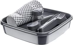 6 Personnes, Sans BPA, Vaisselle De Camping, Fourchette, Couteau, Cuillère, Assiette, Tasse, Panier Pique-nique, Sac Pique-nique