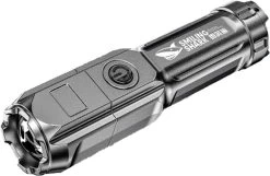 Lampe Torche LED Télescopique Rechargeable Smiling Shark 622a - 700lm - Lumière Forte - Rechargeable Par USB - 1200mAh - Zwart