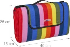 Relaxdays Couverture De Pique-nique 200x200cm - Rayures Colorées - Couverture De Pique-nique - Serviette De Plage Imperméable -Magasin D'Équipement De Plein Air 1200x801 3