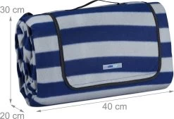 Couverture De Pique-nique Relaxdays 200x300 Cm - Couverture De Parc - Couverture Polaire Rayée - Couverture Outdoor Xxl
