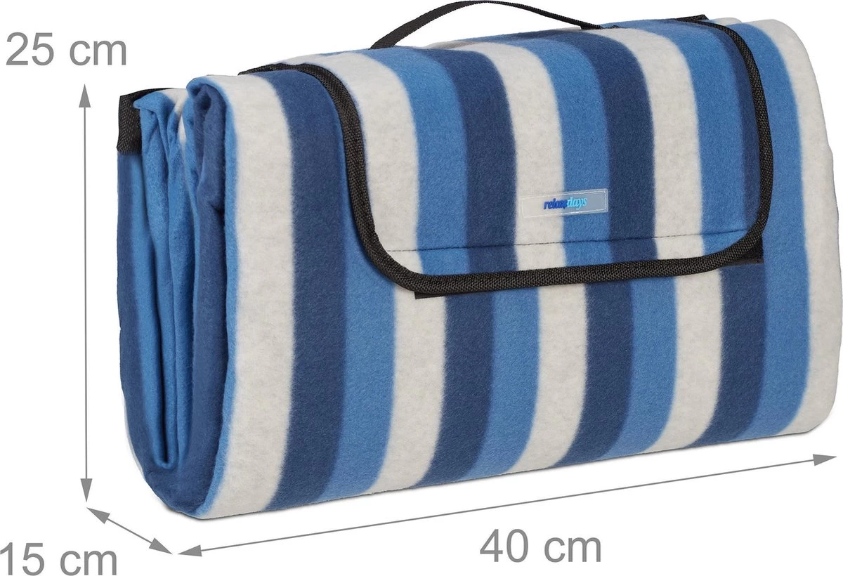 Relaxdays Couverture De Pique-nique Bleu-blanc - Rayé - Couverture De Pique-nique - Couverture De Festival - Isolé 9 Relaxdays Couverture De Pique-nique Bleu-blanc - Rayé - Couverture De Pique-nique - Couverture De Festival - Isolé – Image 7