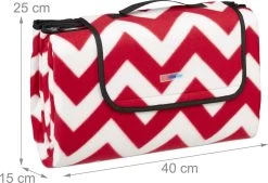 Relaxdays Couverture De Pique-nique Zigzag - Rouge-blanc - Serviette De Pique-nique - 200x200 - Serviette De Plage - Polaire -Magasin D'Équipement De Plein Air 1200x820 5