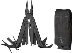 Leatherman Wave Plus + Black Multitool -Molle Sheath -Avec Couvercle + 18 Outils -Outil Multifonction Professionnel De Survie En Acier Inoxydable