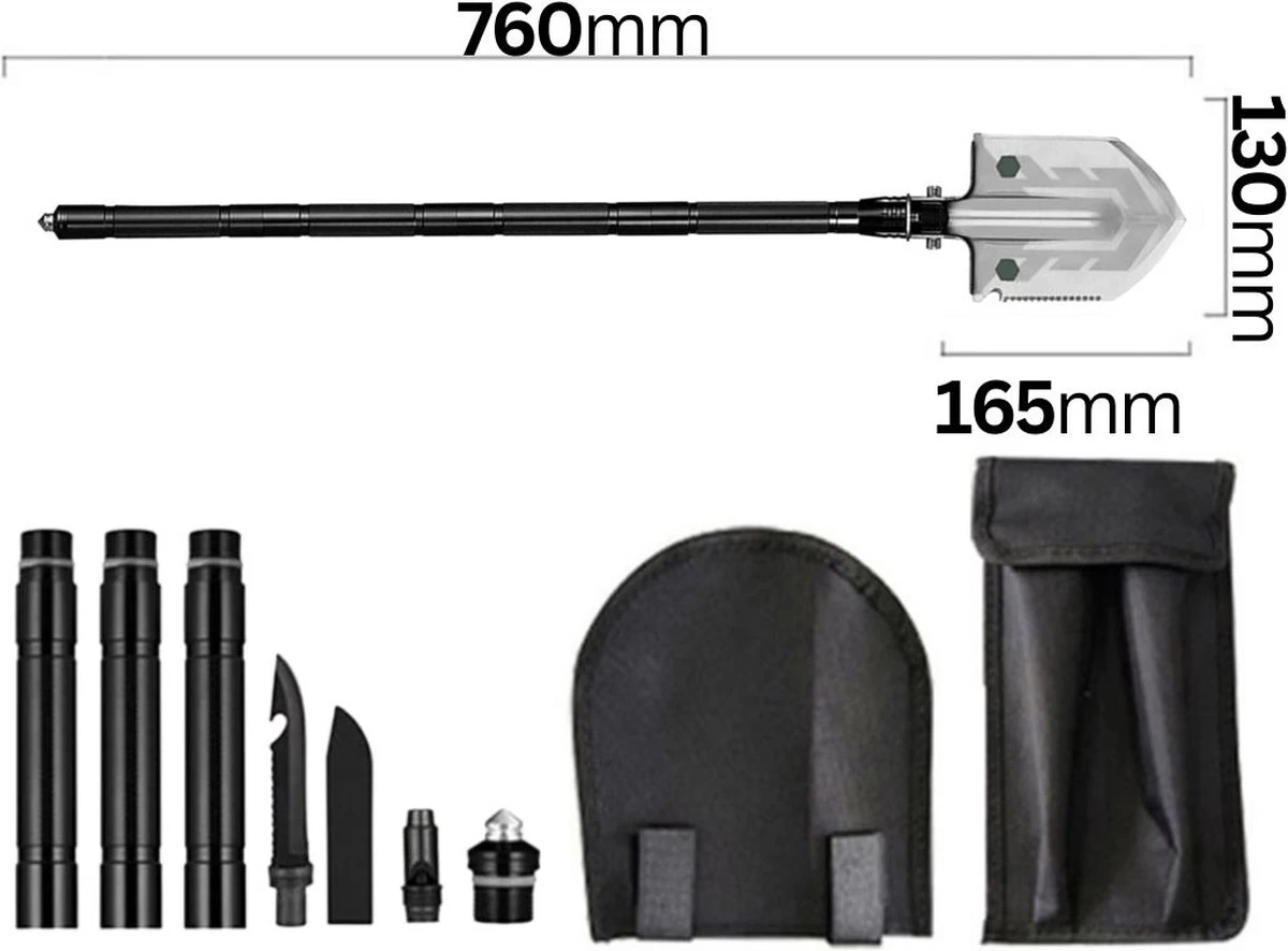 Pelle De Survie - Set Complet De Pelle Multifonctionnelle - Équipement De Haute Qualité - Avec Pochette De Rangement - Avec Scie à Corde - Avec Hauban 4 Pelle De Survie - Set Complet De Pelle Multifonctionnelle - Équipement De Haute Qualité - Avec Pochette De Rangement - Avec Scie à Corde - Avec Hauban – Image 2