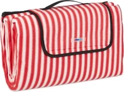 Relaxdays Couverture De Pique-nique - Rayé Rouge-blanc - 200x200 Cm - Couverture Polaire - Couverture De Camping Xxl -Magasin D'Équipement De Plein Air 1200x888 3