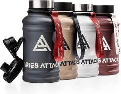 Gourde, 1,3 Litre, Acier Inoxydable, Bouteille De Sport, Eau, Métal, Gourde, Outdoor, Bouteille, Gourde, 1 Litre, Pour Fitness, Gym, Sans BPA, Gourde De Fitness, Gourde étanche, 1 Litre ( Anthracite)