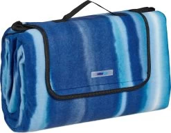 Relaxdays Couverture De Pique-nique XXL - Rayé Bleu - Couverture De Pique-nique 200x200 Cm - Serviette De Plage