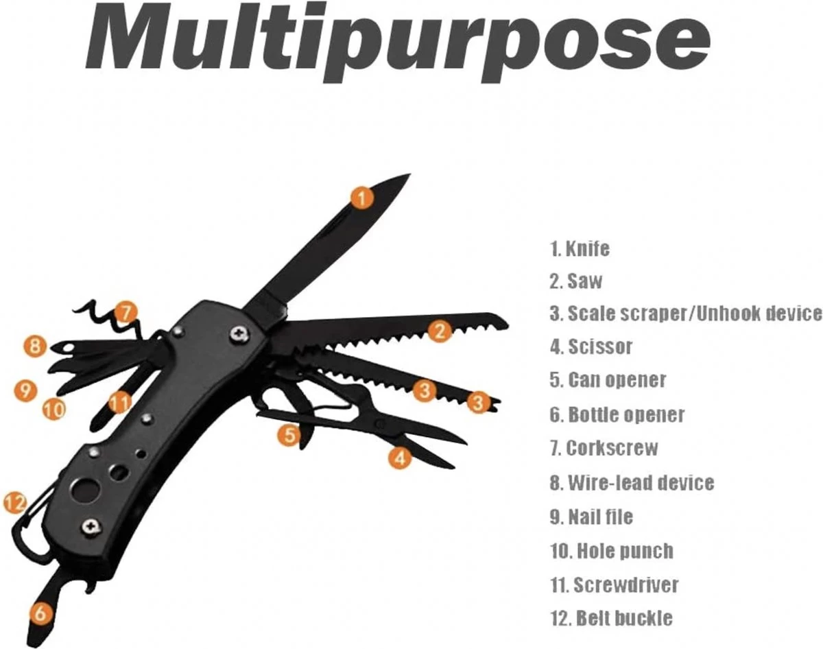 Couteau De Poche Multi-usages HONZIN Swiss Style - Pour Un Usage Quotidien, Y Compris La Pêche De Survie En Plein Air 5 Couteau De Poche Multi-usages HONZIN Swiss Style - Pour Un Usage Quotidien, Y Compris La Pêche De Survie En Plein Air – Image 3