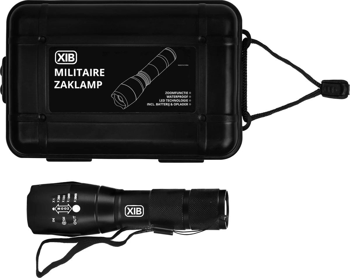 Lampe De Poche Militaire XIB 2000 Lumens | 5 Modes D'éclairage Et Fonction De Zoom | Étanche | Comprend Batterie Et Chargeur 3 Lampe De Poche Militaire XIB 2000 Lumens | 5 Modes D'éclairage Et Fonction De Zoom | Étanche | Comprend Batterie Et Chargeur