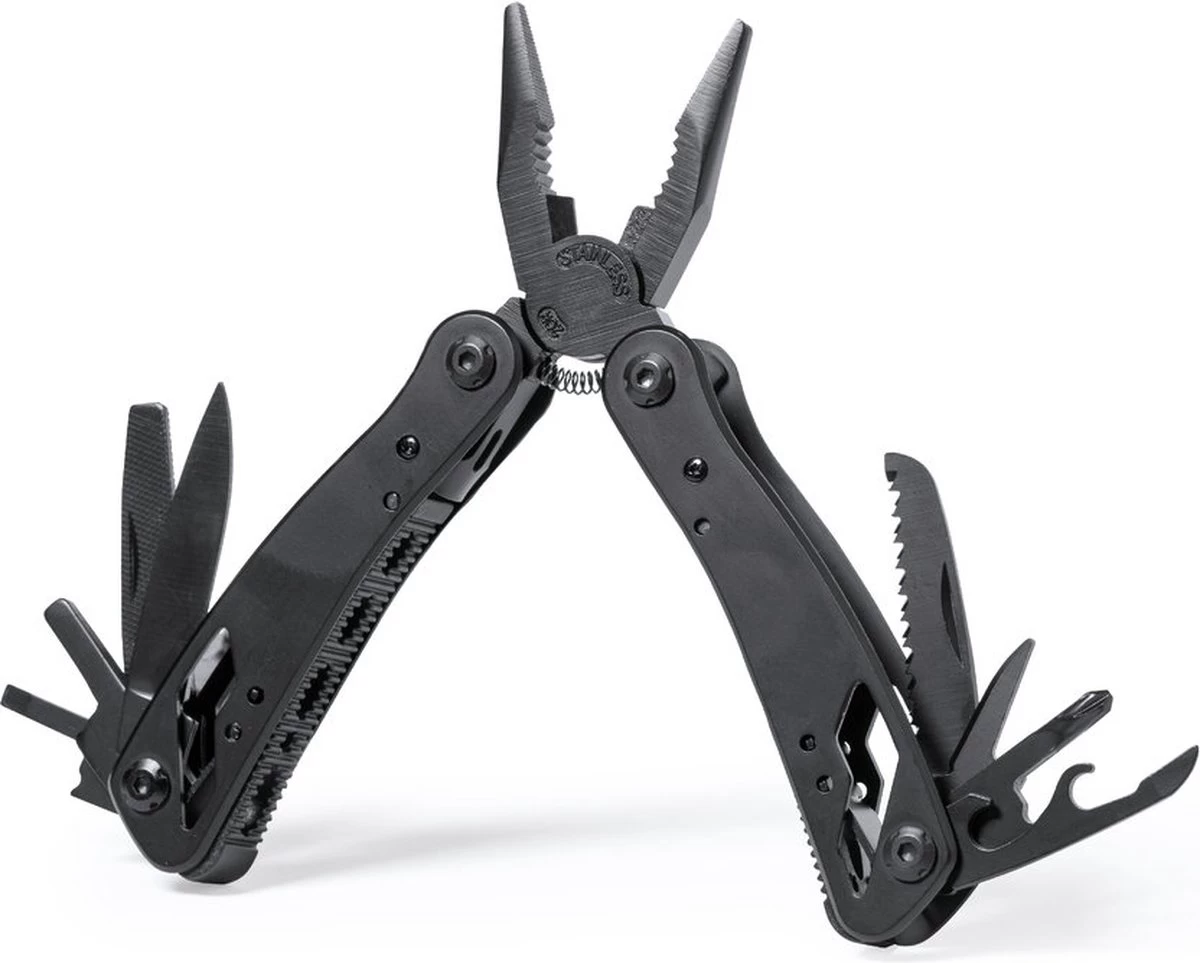 Multitool - Couteau De Poche - Outils - Pinces - Tournevis - Lime - Ouvre - 12 Fonctions - Acier Inoxydable - Aluminium - Noir 3 Multitool - Couteau De Poche - Outils - Pinces - Tournevis - Lime - Ouvre - 12 Fonctions - Acier Inoxydable - Aluminium - Noir