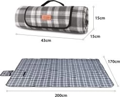 Couverture De Pique-nique, Imperméable, Avec Poignée De Transport, Couverture De Camping, Couverture De Plage, Outdoor, Trois Couches (tissu Acrylique, Coton Perlé Et PEVA), 200 X 170 Cm -Magasin D'Équipement De Plein Air 1200x974