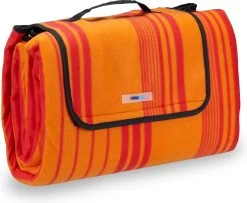 Couverture De Pique-nique Relaxdays - 200x200 - Couverture Polaire - Tapis D'extérieur - Orange Rouge - Rayé -Magasin D'Équipement De Plein Air 1200x987 3