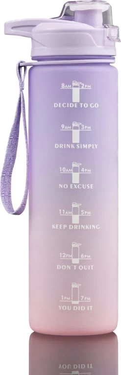 Gourde Motivationnelle - Gourde 1 Litre - Étanche - Gourde Avec Marquage De L'heure - Bec Verseur Pratique - Idéal Pour Un Usage Quotidien - Violet/Rose -Magasin D'Équipement De Plein Air 387x1200 1