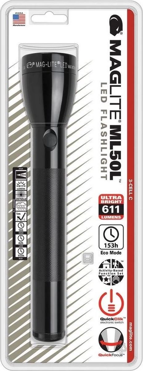Lampe De Poche LED MagLite ML50L - 611 Lumen - Zwart - Lampe à Tige - Lampe De Poche De Qualité - Militaire 3 Lampe De Poche LED MagLite ML50L - 611 Lumen - Zwart - Lampe à Tige - Lampe De Poche De Qualité - Militaire