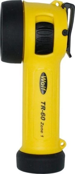 Wolf TR-60 - Lampe De Poche LED ATEX - Lampe De Travail - Lampe De Chantier - Zone 1 & 2 - Étanche à Water Et à La Poussière - 4 Piles Incluses