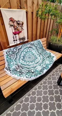 Mandala Green - Couverture De Pique-nique - Serviette De Plage - Serviette De Bain - Serviette - Tapis Rond -Magasin D'Équipement De Plein Air 648x1200