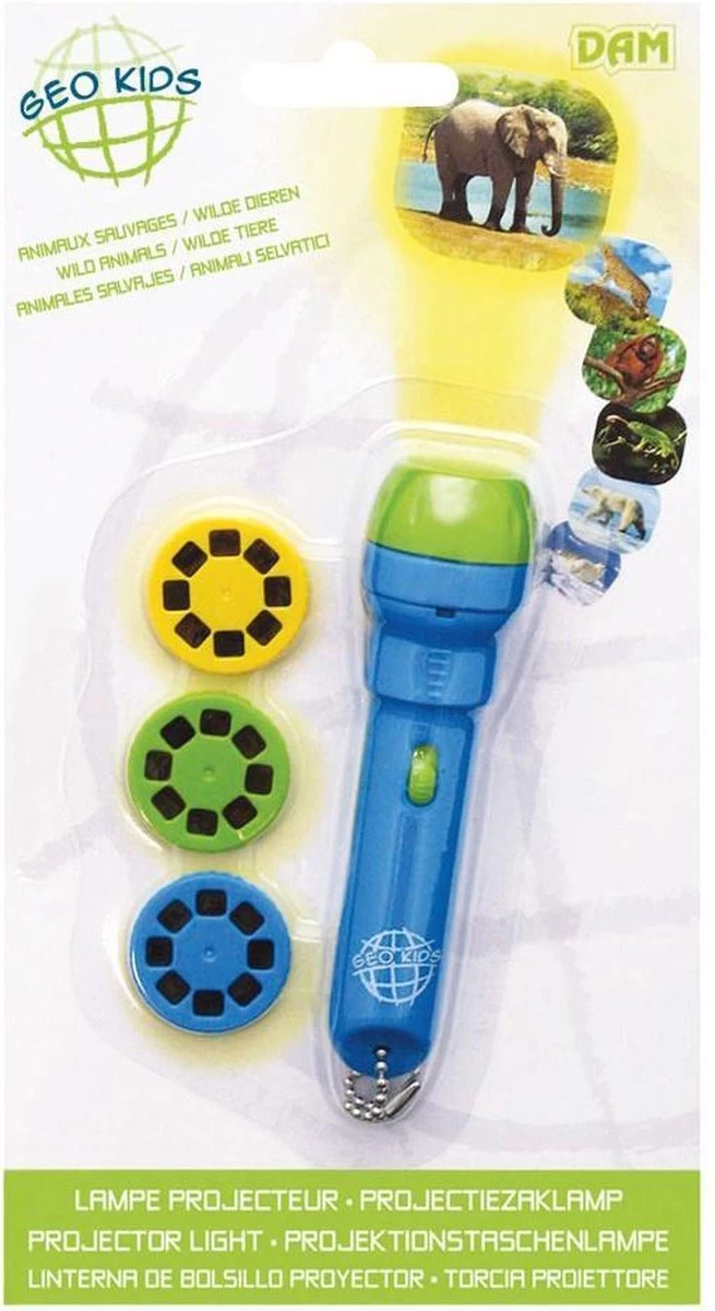 GEOKIDS: PROJECTION FLASHLIGHT / WILD ANIMALS Diam.3xL12cm, Avec 3 Disques Interchangeables, 8 Photos Par Disque, 3 Piles AG13 Incluses, Sous Blister, 3+ 7 GEOKIDS: PROJECTION FLASHLIGHT / WILD ANIMALS Diam.3xL12cm, Avec 3 Disques Interchangeables, 8 Photos Par Disque, 3 Piles AG13 Incluses, Sous Blister, 3+ – Image 5