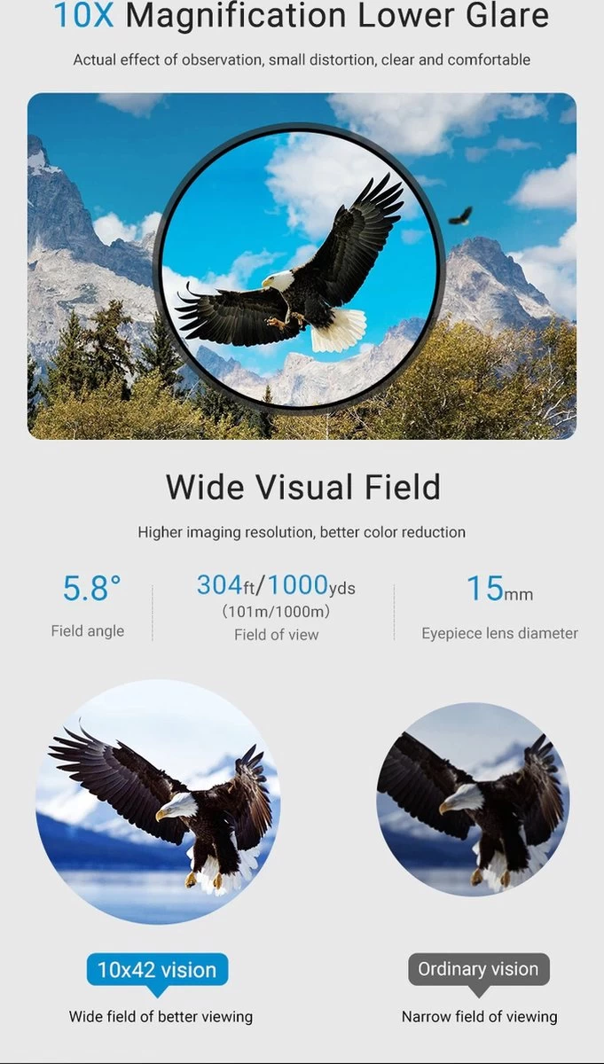 DrPhone APL11 Jumelles Professionnelles Puissantes Avec Mise Au Point Automatique Unique - 10X42 - Objectifs Entièrement Multi - Grossissement 10x - Objectif 42MM - BAK4 - Zwart 10 DrPhone APL11 Jumelles Professionnelles Puissantes Avec Mise Au Point Automatique Unique - 10X42 - Objectifs Entièrement Multi - Grossissement 10x - Objectif 42MM - BAK4 - Zwart – Image 8