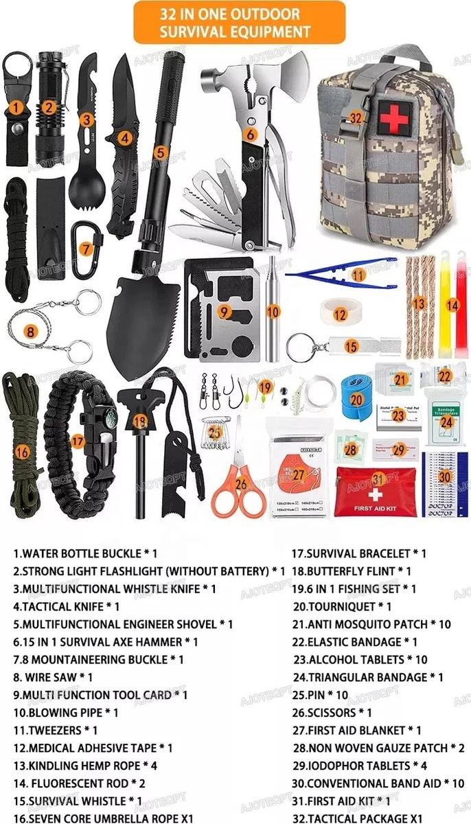 Trousse D'urgence - Trousse De Survie - Trousse Plein Air - Trousse De Premiers Secours - Kit De Camping - Trousse De Survie 4 Trousse D'urgence - Trousse De Survie - Trousse Plein Air - Trousse De Premiers Secours - Kit De Camping - Trousse De Survie – Image 2