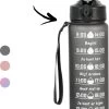 Lacardia Motivation Water Bottle Gris 'Dutch Text' - Gourde Avec Paille - Gourde 1 Litre - Gourde Avec Marquage De L'heure