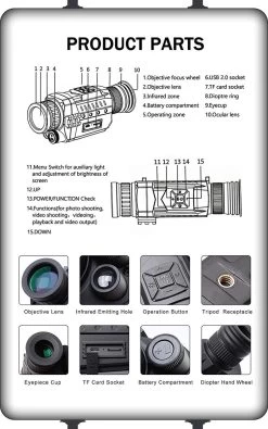 DrPhone Monoculaire Vision Nocturne 720P - 5X35 - Vision Nocturne Optique Numérique - Infrarouge HD Avec Photo/Vidéo Enregistrement/Lecture/Fonction - Zwart -Magasin D'Équipement De Plein Air 751x1200