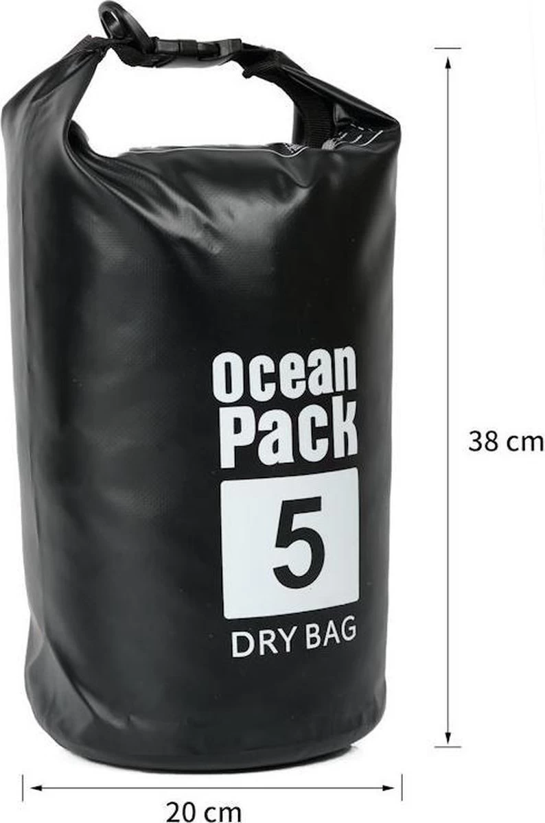 Decopatent® Waterproof Bag - Dry Bag - 5L - Ocean Pack - Dry Sack - Survie Plein Air Backpack - Sacs Secs - Sac De Bateau - Sac De Voile - Zwart 8 Decopatent® Waterproof Bag - Dry Bag - 5L - Ocean Pack - Dry Sack - Survie Plein Air Backpack - Sacs Secs - Sac De Bateau - Sac De Voile - Zwart – Image 6