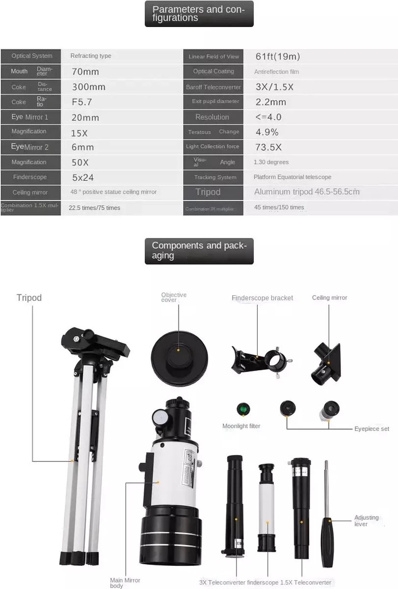 DrPhone SUPERNOVAX2 Junior Astronomical HD Télescope Portable - 300X70mm - Grossissement 150x - Monoculaire Avec Trépied Et Support De Téléphone - Convient Aux Débutants En Astronomie/ Enfants Et Adultes 14 DrPhone SUPERNOVAX2 Junior Astronomical HD Télescope Portable - 300X70mm - Grossissement 150x - Monoculaire Avec Trépied Et Support De Téléphone - Convient Aux Débutants En Astronomie/ Enfants Et Adultes – Image 12