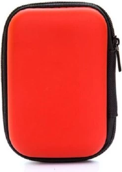 2 Pièces - Chargeur De Téléphone Portable - Mini Câble De Données Portable - Sac à Fermeture éclair Organisateur - Écouteurs Portables - Pochette étanche - Rouge