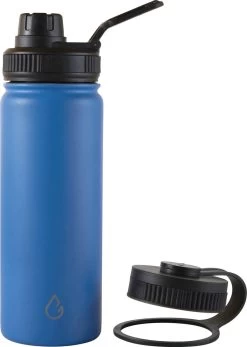 Bouteille D'eau PRO Acier Inoxydable Bleu 530 Ml - Avec Bouchon Sport Supplémentaire - Watamula | Bouteille | Thermos Durable | Bouteille D'eau | Réutilisable | à Double Paroi | Isolé | Sans BPA | Sport | Bouteille à Boire