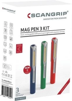 Scangrip Mag Pen 3 Lampe De Poche / LED Scangrip - Rechargeable & Dimmable - 150lm - Avec Crochet & Aimant - Set De 3 Pièces -Magasin D'Équipement De Plein Air 857x1200