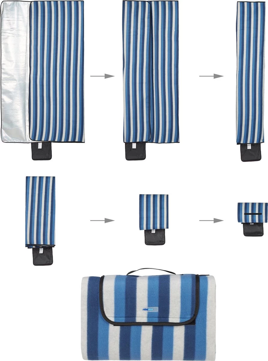 Relaxdays Couverture De Pique-nique Bleu-blanc - Rayé - Couverture De Pique-nique - Couverture De Festival - Isolé 3 Relaxdays Couverture De Pique-nique Bleu-blanc - Rayé - Couverture De Pique-nique - Couverture De Festival - Isolé