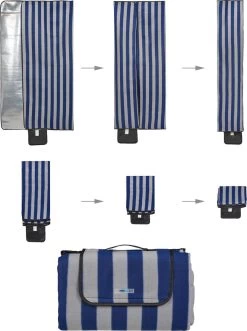 Relaxdays Couverture De Pique-nique Rayé Bleu-gris - 200x200 Cm - Couverture Polaire - Serviette De Plage Xxl -Magasin D'Équipement De Plein Air 895x1200 2