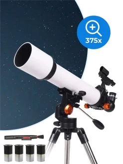 Nuvance - Télescope - Grossissement 375x - Stargazer Adultes / Enfants - Comprend Trépied Et Sac De Transport - Astronomie Et Astronomie - Vision Nocturne