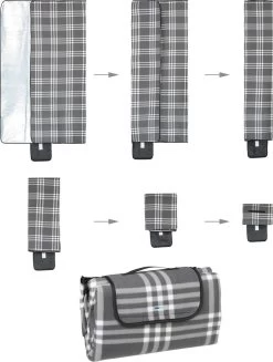Relaxdays Couverture De Pique-nique à Carreaux Gris-blanc - 200x200 Cm - Couverture De Pique-nique - Couverture De Camping -Magasin D'Équipement De Plein Air 907x1200 1