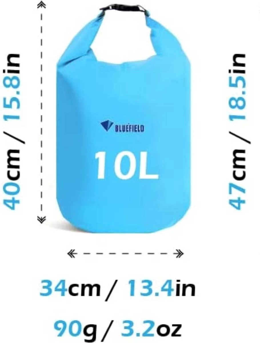 Drybag étanche Avec Bandoulière - 10 Litres Drybag - Sac De Sport Léger - Imperméable - Pour Bateau, Nager, Kayak, Sports Nautiques, Flottant - Blauw 6 Drybag étanche Avec Bandoulière - 10 Litres Drybag - Sac De Sport Léger - Imperméable - Pour Bateau, Nager, Kayak, Sports Nautiques, Flottant - Blauw – Image 4