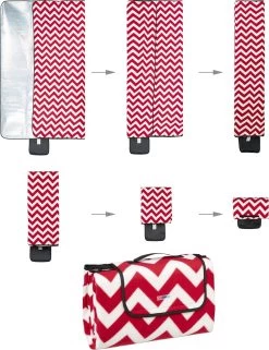 Relaxdays Couverture De Pique-nique Zigzag - Rouge-blanc - Serviette De Pique-nique - 200x200 - Serviette De Plage - Polaire -Magasin D'Équipement De Plein Air 922x1200 1