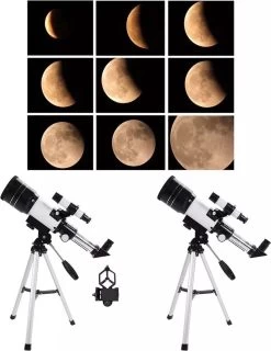 DrPhone SUPERNOVAX2 Junior Astronomical HD Télescope Portable - 300X70mm - Grossissement 150x - Monoculaire Avec Trépied Et Support De Téléphone - Convient Aux Débutants En Astronomie / Enfants Et Adultes - Cyan -Magasin D'Équipement De Plein Air 925x1200