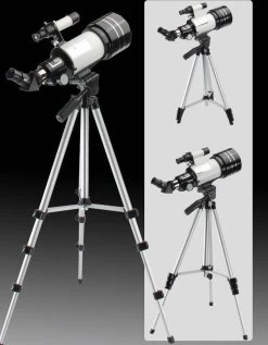 Télescope à Tube En Aluminium à Lentille De Glas 70 Mm Pro -Care - Longueur Focal Jusqu'à 300 Mm - Grossissement De 18X à 100X - 3 Objectifs En Glas 6 Mm/20 Mm/25 Mm - Trépied En Aluminium De 41 Cm -Magasin D'Équipement De Plein Air 936x1200 1