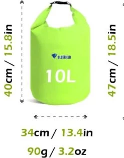 Drybag étanche Avec Bandoulière - 10 Litres Drybag - Sac De Sport Léger - Imperméable - Pour Bateau, Nager, Kayak, Sports Nautiques, Flottant - Vert Fluo -Magasin D'Équipement De Plein Air 945x1200 3