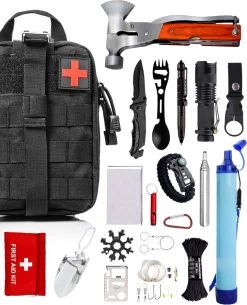 WILDGEAR® Survie Kit XL – 35 Piece Survie Set – Survie Knife – Survie Bracelet – Survie Kit Plein Air – Survie Tool – Survie Kit Combat – Survie Kit Enfants – Survie Kit Bushcraft – Survie Gear – Bushcraft Knife – Survie